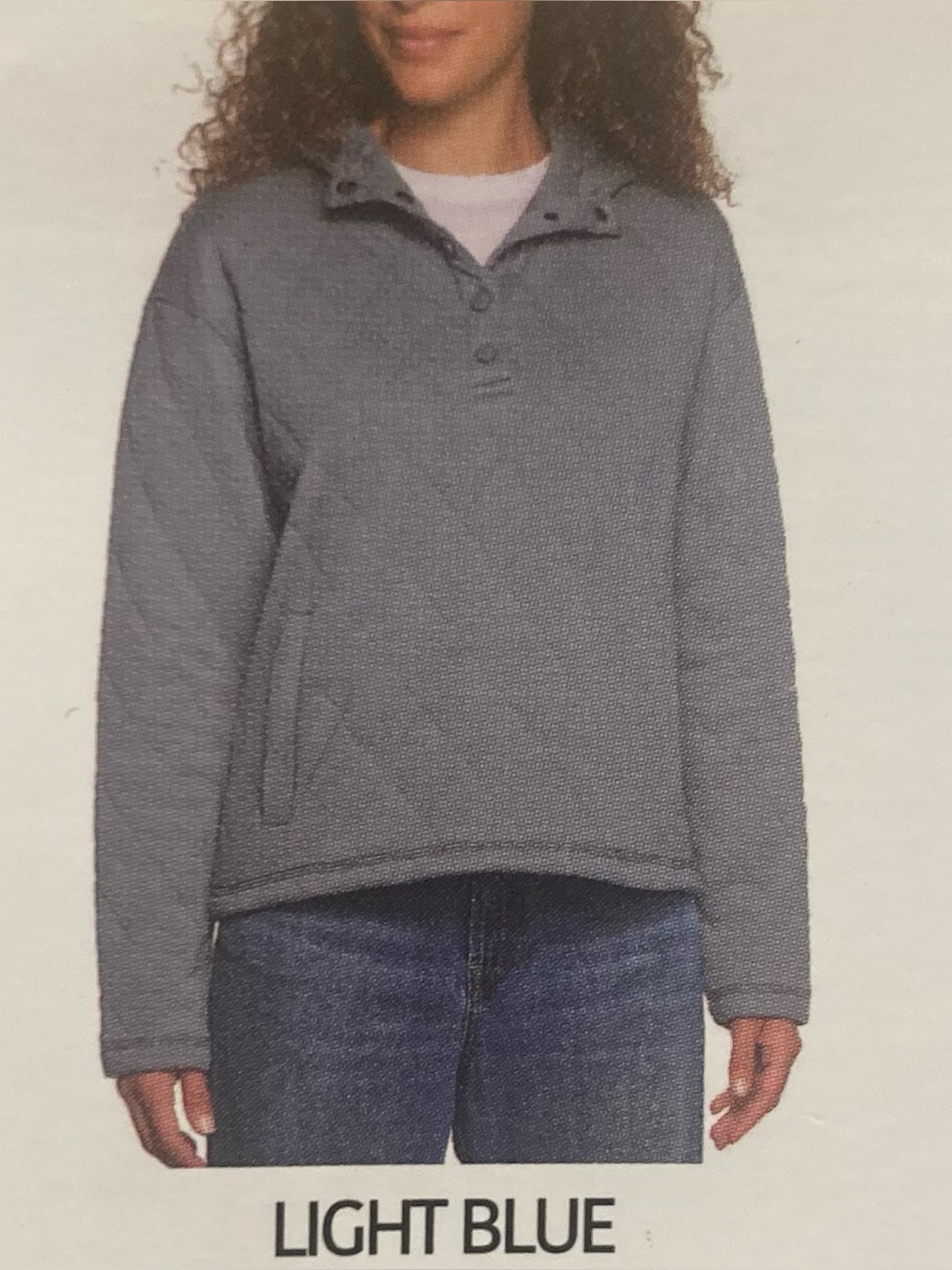 Lands' End Woman Medium 1/4 Snap Light Blue Pullover Hoodie NWT